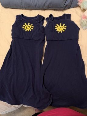 Set of 2 Navy Blue Kids Weighted Sleep Sack with Yellow Sun Appliqué
